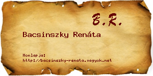 Bacsinszky Renáta névjegykártya